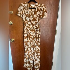 monteau los angeles burnt orange floral jumpsuit